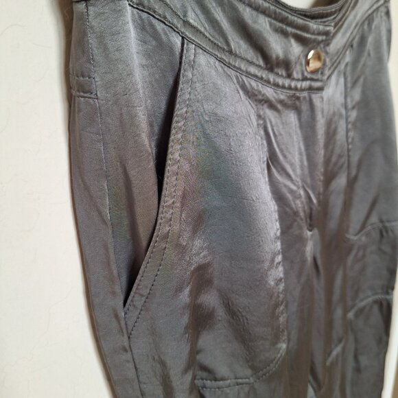 bebe Satin Cargo Pants Crop Joggers Low Rise Pirate Parachute Y2K Edgy Petite - Picture 4 of 11